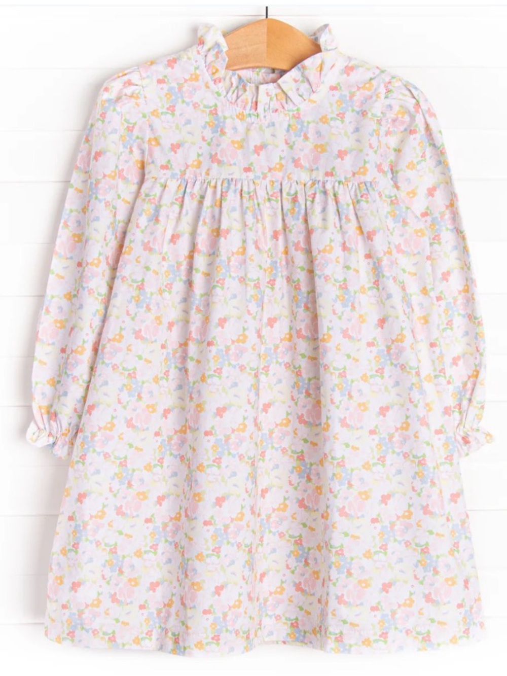 Stitchy Fish Just Keep Blooming Dress Girls Size 5 Pink Floral Long Sleeve